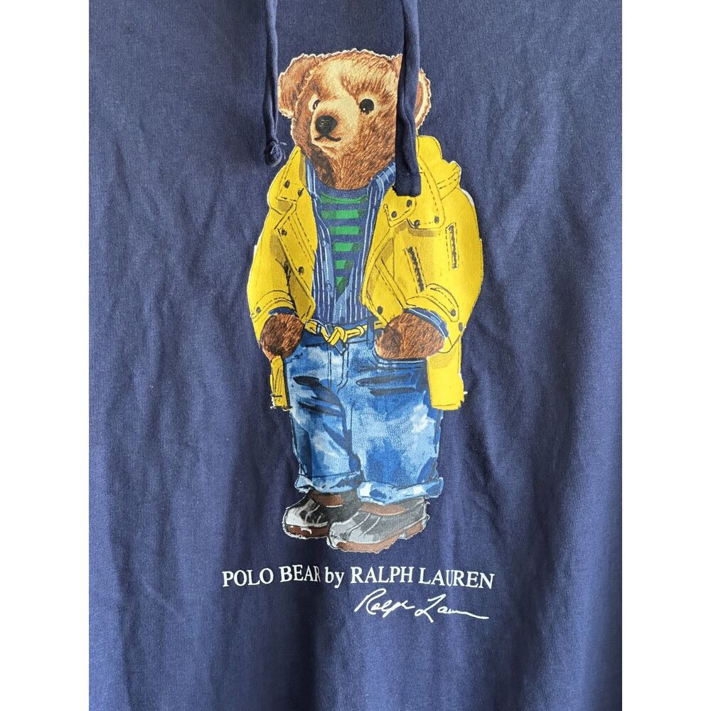 Polo Ralph Lauren Polo Bear Lightweight Hooded T Shirt Mens 4XL Navy Long Sleeve